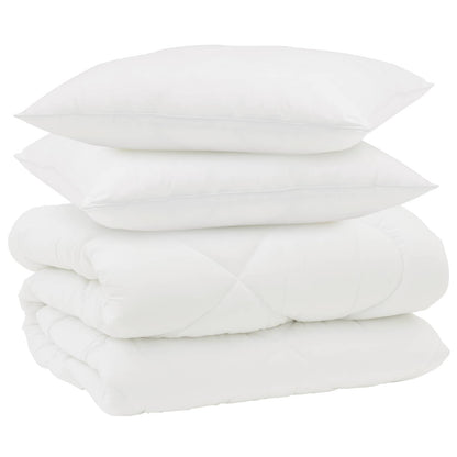 vidaXL Winterbettdecke mit Kissen 3 pcs Weiß Mikrofaser