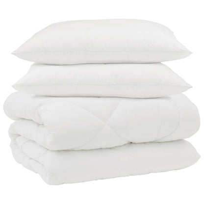 vidaXL Winterbettdecke mit Kissen 3 pcs Weiß Mikrofaser