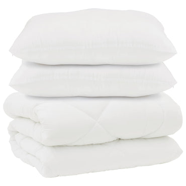 vidaXL Couverture et oreillers 3 pcs Blanc Microfibre et plumes de duvet