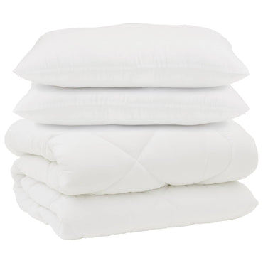 vidaXL Ensemble Couverture et Oreiller 3 pcs Blanc Microfibre et Plumes de Duvet