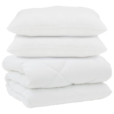 vidaXL Decke mit Kissen 3 pcs Weiß Mikrofaser und Daunenfedern