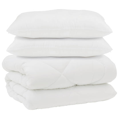 vidaXL Decke mit Kissen 3 pcs Weiß Mikrofaser und Daunenfedern