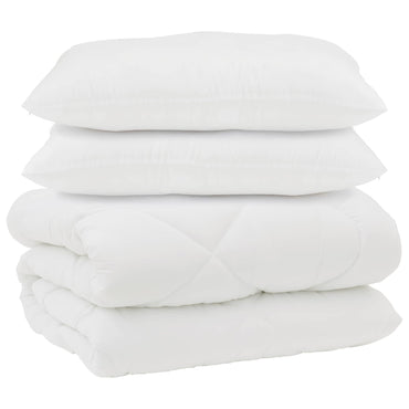 vidaXL Couverture avec oreillers 3 pcs Blanc Microfibre et plumes de duvet