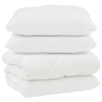 vidaXL Couette avec oreillers 3 pcs blanc microfibre et plumes de duvet
