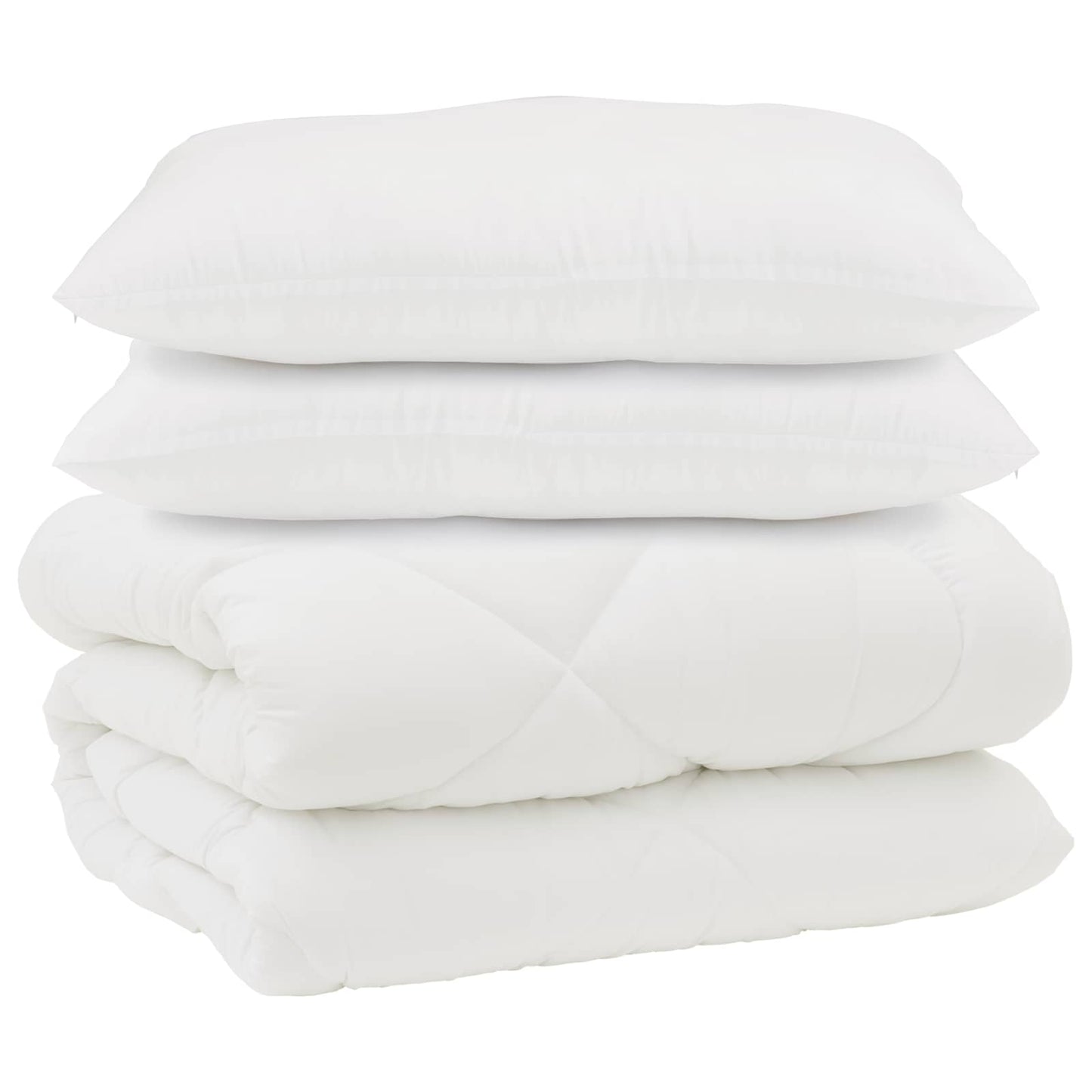 vidaXL Couverture et coussin 3 pcs Blanc Microfibre et plumes de duvet