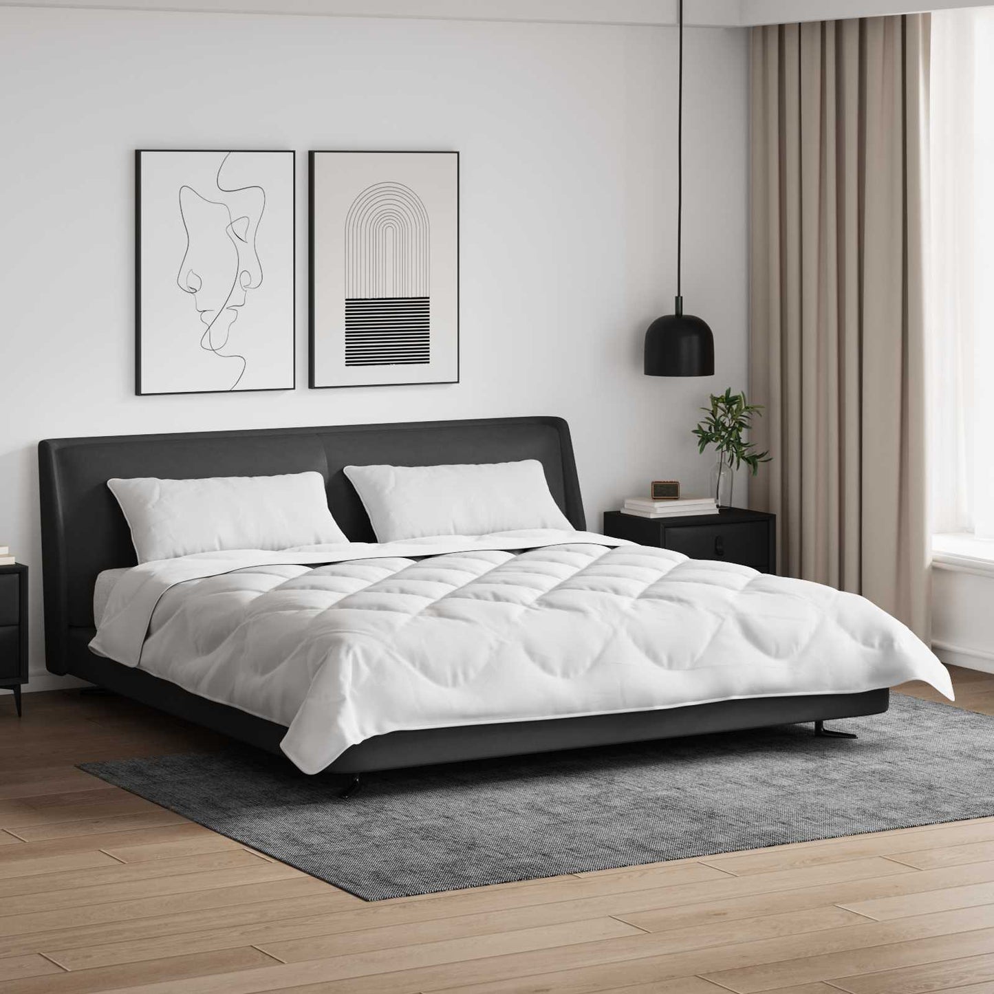 vidaXL Parure de lit 3 pcs Blanc Microfibre et Plumes de duvet