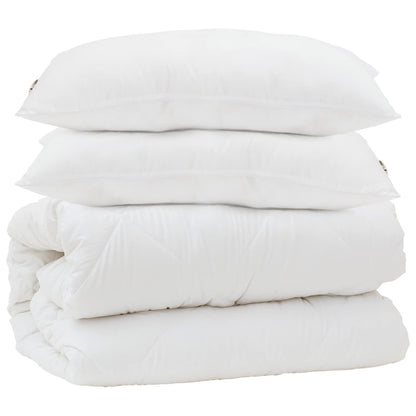 vidaXL Parure de lit 3 pcs Blanc Microfibre et Plumes de duvet