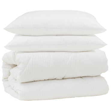 vidaXL Parure de lit 3 pcs Blanc Microfibre et Plumes de duvet