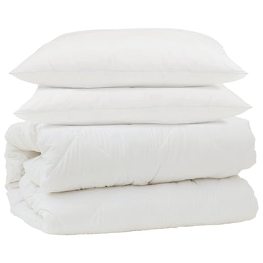 vidaXL Parure de lit 3 pcs Blanc Microfibre et Plumes de duvet
