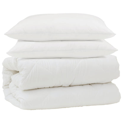 vidaXL Parure de lit 3 pcs Blanc Microfibre et Plumes de duvet