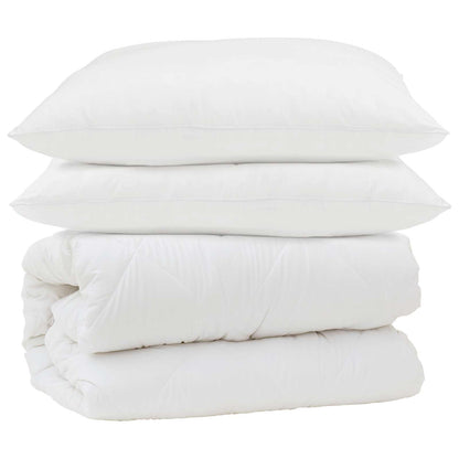 vidaXL Parure de lit 3 pcs Blanc Microfibre et Plumes de duvet