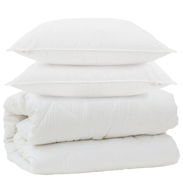 vidaXL Couverture avec coussin avec coussin 3 pcs Blanc Microfibre