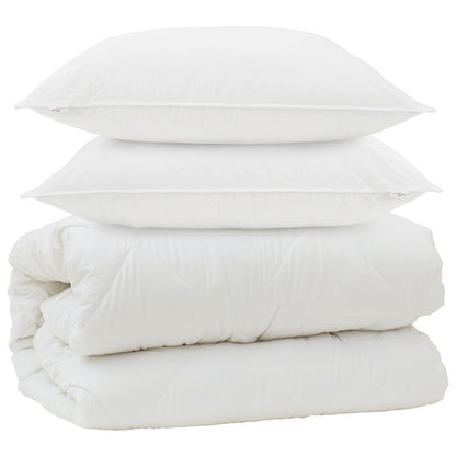 vidaXL Couverture avec oreillers 3 pcs Blanc Microfibre