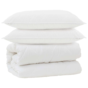 vidaXL Couverture avec coussin avec coussin 3 pcs Blanc Microfibre