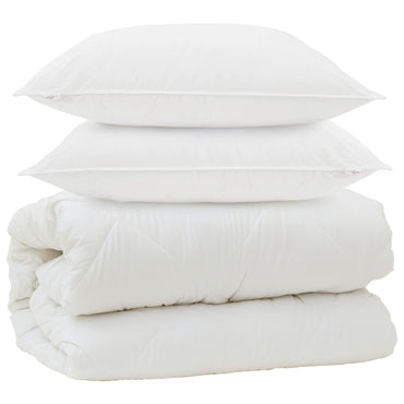 vidaXL Couverture avec coussin avec coussin 3 pcs Blanc Microfibre