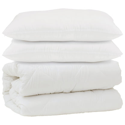 vidaXL Couette avec oreiller 3 pcs Blanc Microfibre