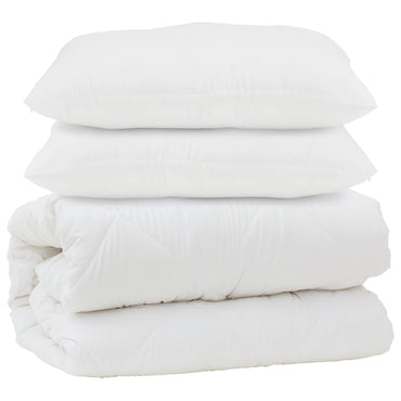 vidaXL Couette avec oreiller 3 pcs Blanc Microfibre