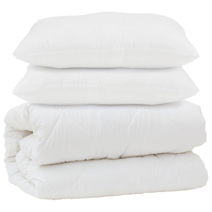 vidaXL Couette avec oreiller 3 pcs Blanc Microfibre