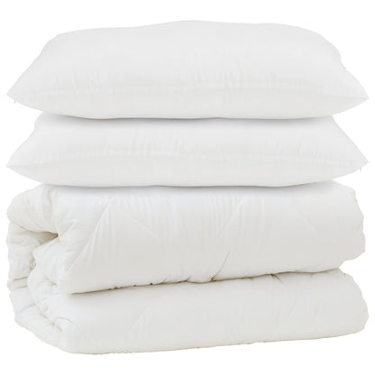 vidaXL Couette avec oreiller 3 pcs Blanc Microfibre
