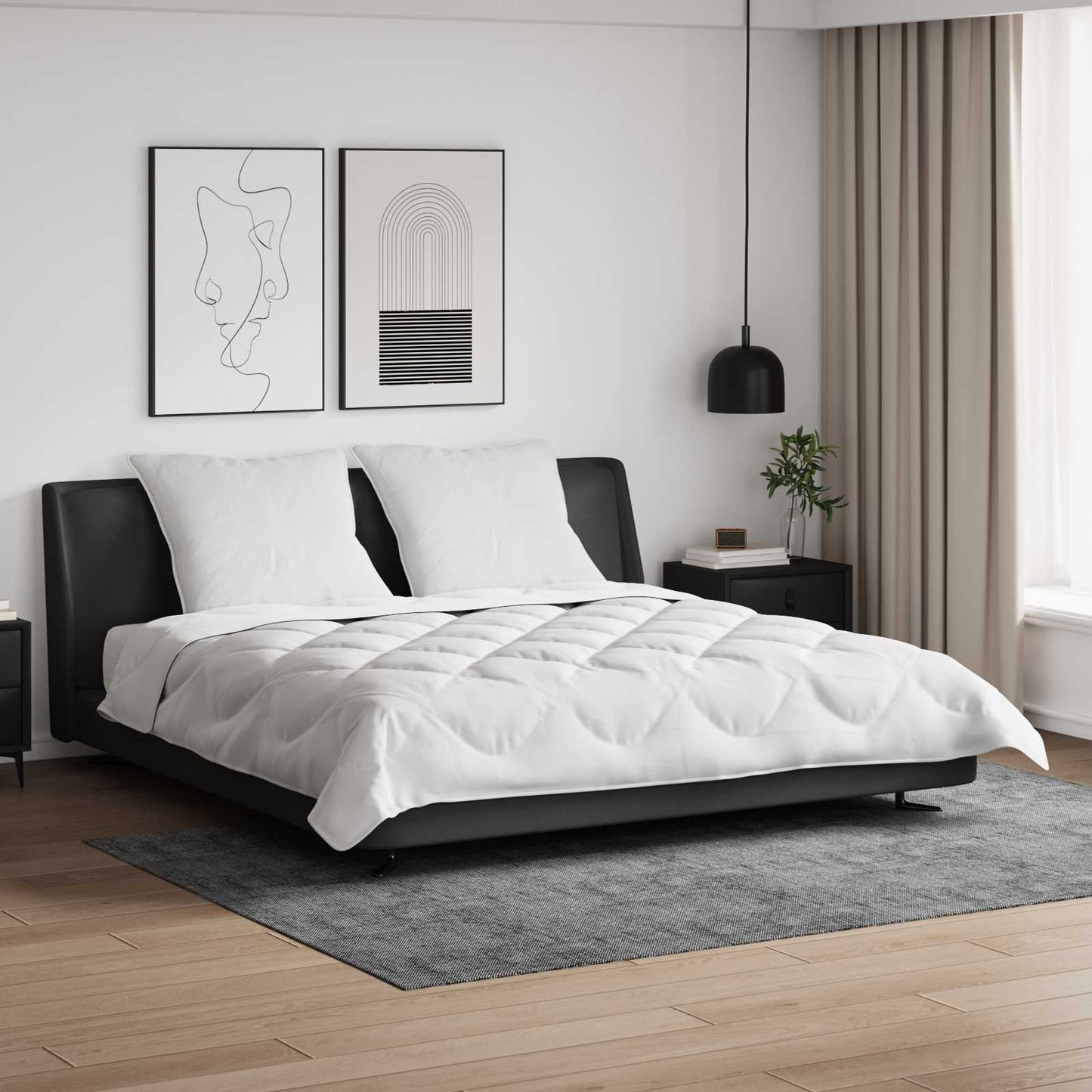 Bettdecke mit Kissen 3 pcs Weiß Mikrofaser