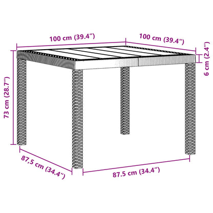 vidaXL Gartentisch Anthrazit 100 x 100 x 73 cm Poly-Rattan