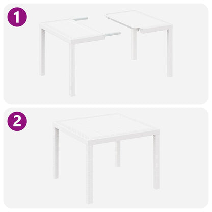 vidaXL Table de jardin blanc 100 x 100 x 73 cm résine tressée