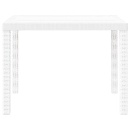 vidaXL Table de jardin blanc 100 x 100 x 73 cm résine tressée