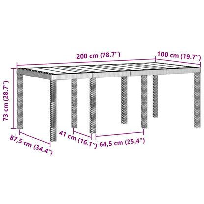 vidaXL Gartentisch Hellgrau 200 x 100 x 73 cm Poly-Rattan