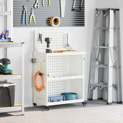 Werkzeugwagen Mit Rad Weiß 65 x 35 x 111 cm Kaltgewalzter Stahl