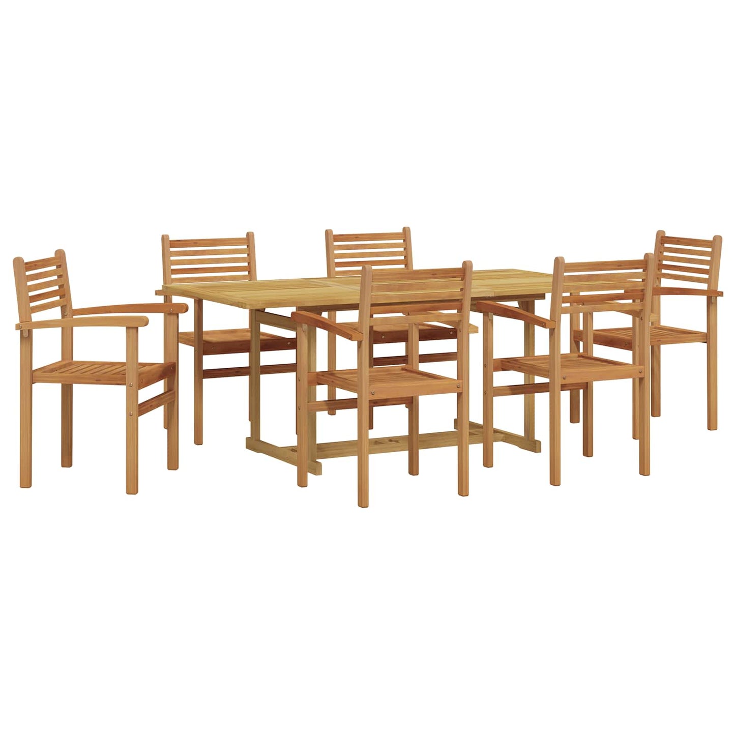 vidaXL Garten Essgruppe 7 pcs Braun Massivholz Teak