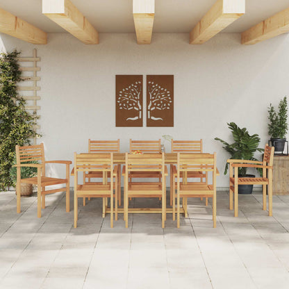 Garten Essgruppe 9 pcs Braun Massivholz Teak