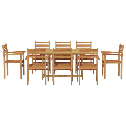 Garten Essgruppe 9 pcs Braun Massivholz Teak