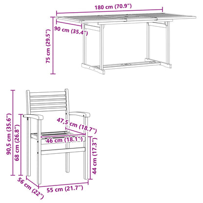vidaXL Garten Essgruppe 9 pcs Braun Massivholz Teak