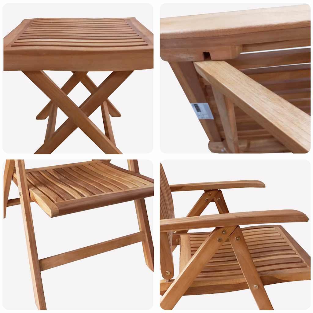 Garten Essgruppe 4 pcs Braun Massivholz Teak
