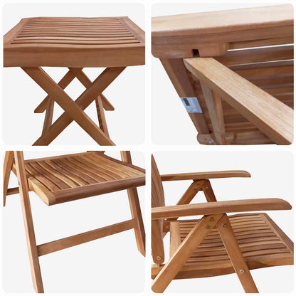 Garten Essgruppe 4 pcs Braun Massivholz Teak