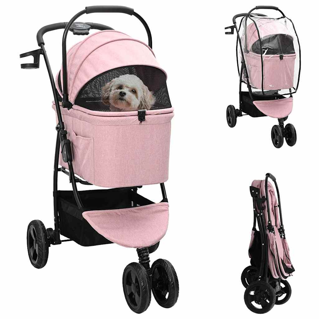 Faltbarer Haustierwagen Rosa 78 x 54 x 101 cm Polyester