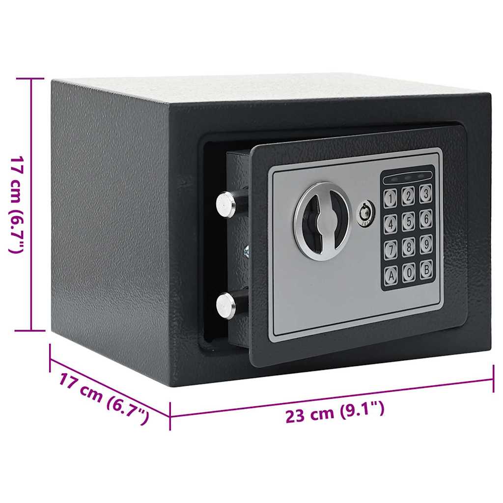 Digitaler Safe mit Schloss Dunkelgrau 23 x 17 x 17 cm Stahl