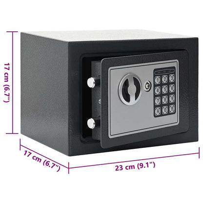 Digitaler Safe mit Schloss Dunkelgrau 23 x 17 x 17 cm Stahl