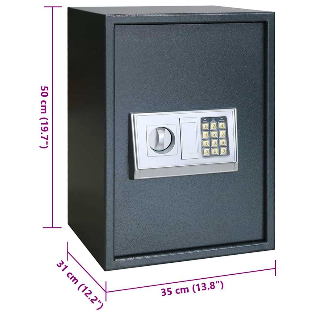 Digitaler Safe mit Schloss Dunkelgrau 35 x 31 x 50 cm Stahl