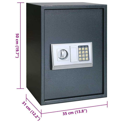 Digitaler Safe mit Schloss Dunkelgrau 35 x 31 x 50 cm Stahl