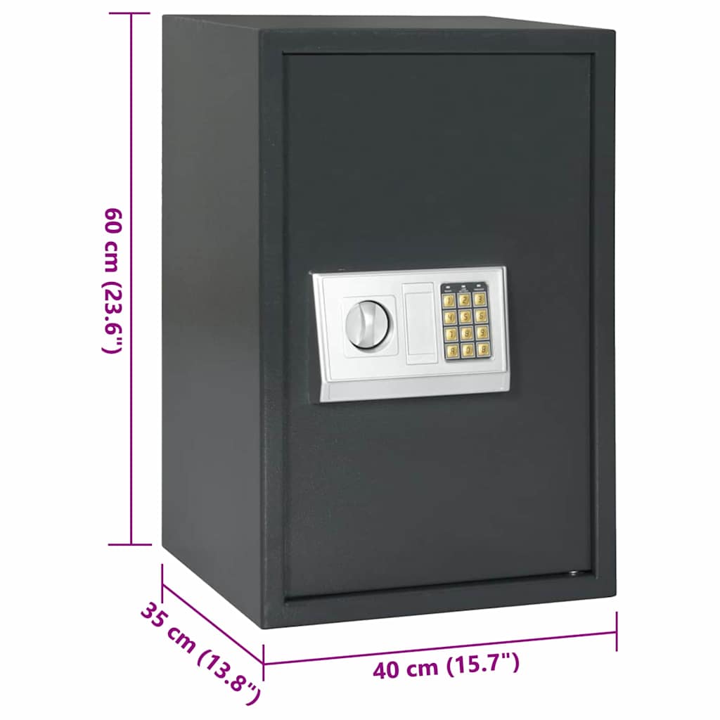 Digitaler Safe mit Schloss Dunkelgrau 40 x 35 x 60 cm Stahl