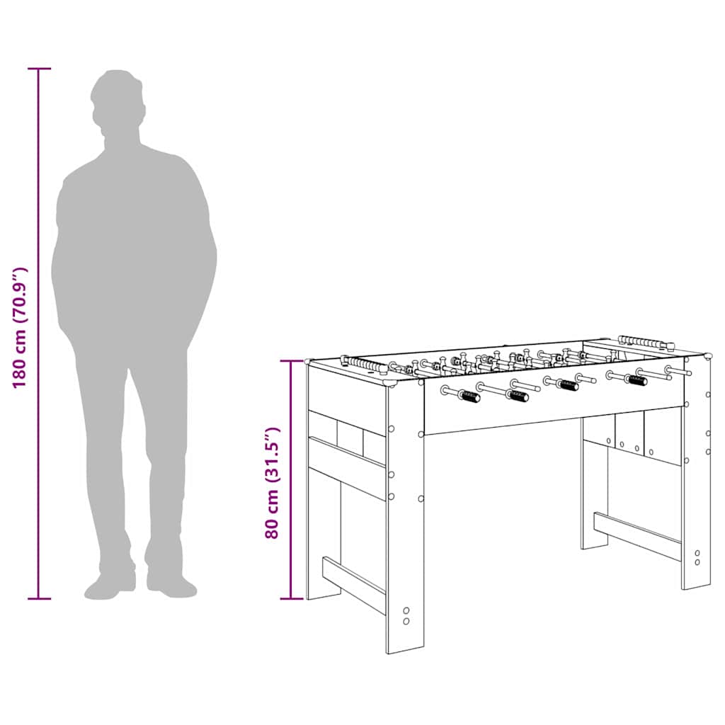 Tischfußballtisch Artisan-Eiche 125 x 60,5 x 80 cm