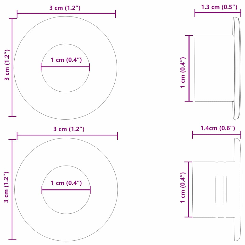 Tischfußball Tisch-Stopper 10 pcs Schwarz 3 x 3 x 1,4 cm HIPS