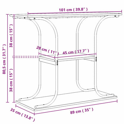 vidaXL Konsolentisch mit Regal Schwarz Eichen-Optik 101 x 35 x 80,5 cm