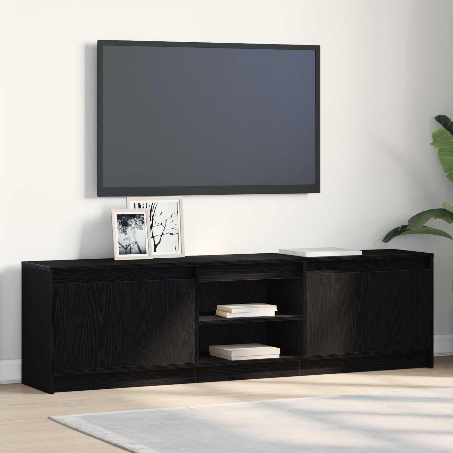 vidaXL TV-Einheiten 2 pcs Schwarz 180 x 34 x 50 cm Holzwerkstoff