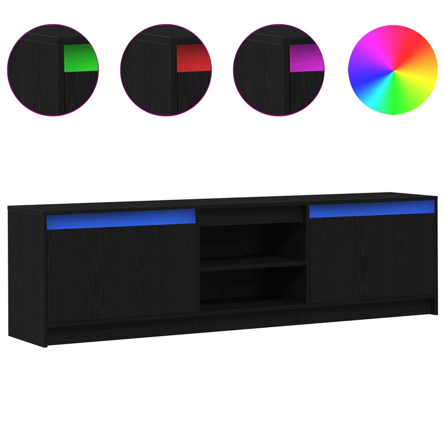 vidaXL TV-Einheiten 2 pcs Schwarz 180 x 34 x 50 cm Holzwerkstoff