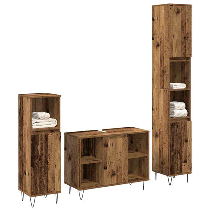 Badezimmermöbel-Set mit Regal 3 pcs Altholz Holzwerkstoff