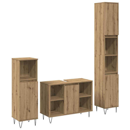 vidaXL Ensemble de meubles de salle de bain avec étagère 3 pcs Chêne artisanal Bois d'ingénierie