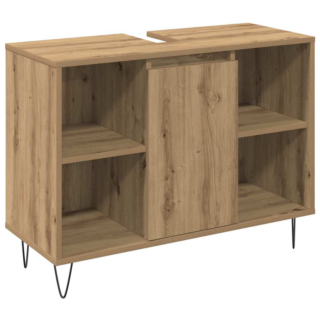 vidaXL Ensemble de meubles de salle de bain avec étagère 3 pcs Chêne artisanal Bois d'ingénierie