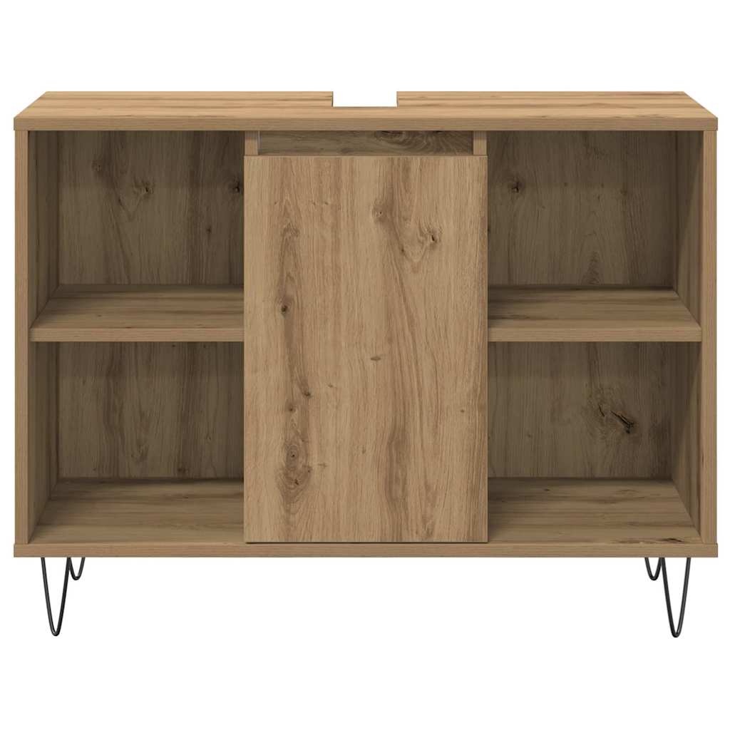 vidaXL Ensemble de meubles de salle de bain avec étagère 3 pcs Chêne artisanal Bois d'ingénierie